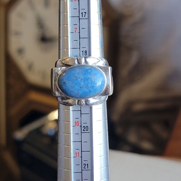 Sterling Silver Lapis Lazuli Estate Statement Ring Size 9.5 - Picture 8 of 9